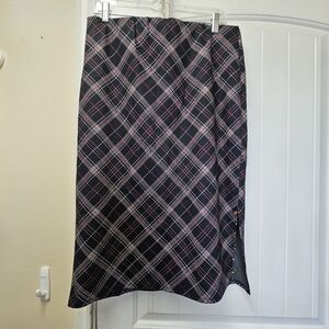 Black Amd Pink Plaid Body Con Skirt